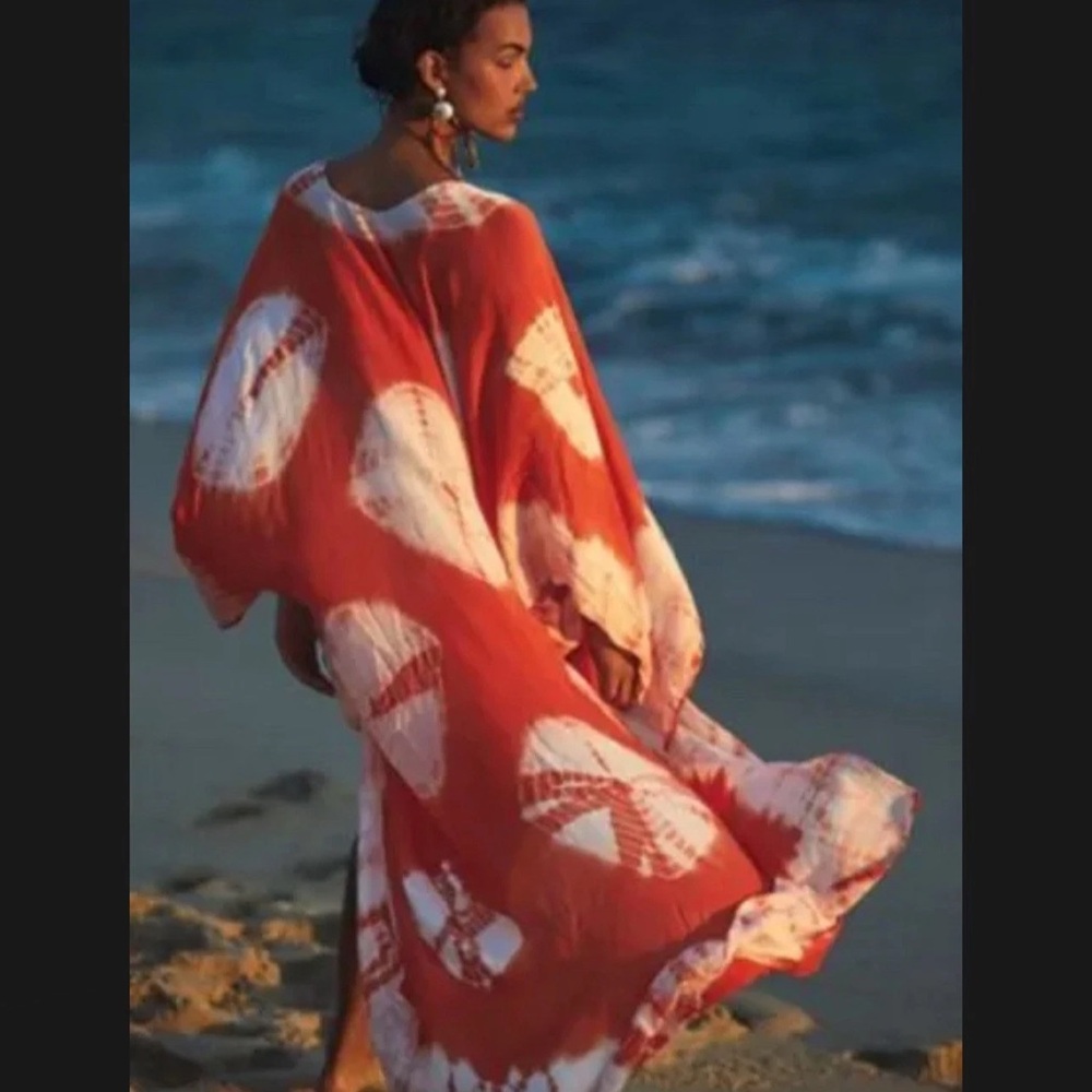 Free People Spellbound Tie Dye Duster Kimono Orange Color - Picture 3 of 5